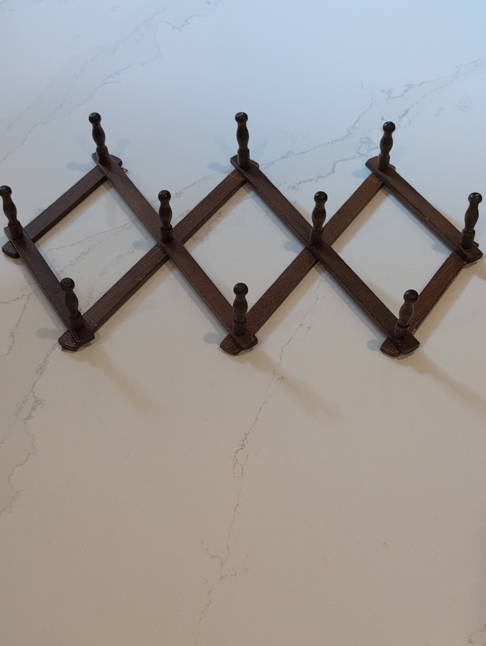 Vintage Brown Expandable Wooden Wall Peg Rack Home Organization Decor